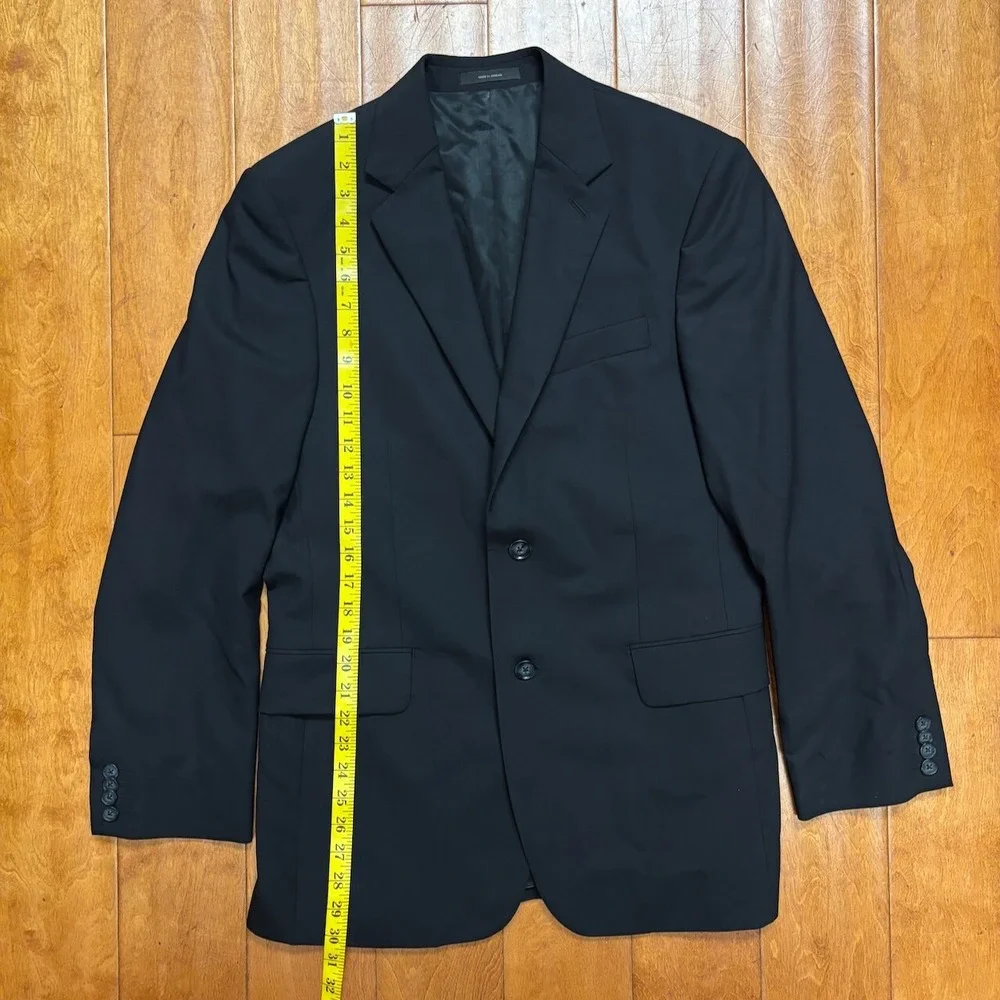 Express Mens Black Wool Blazer Size 38S Single Breasted Classic‎ Preppy